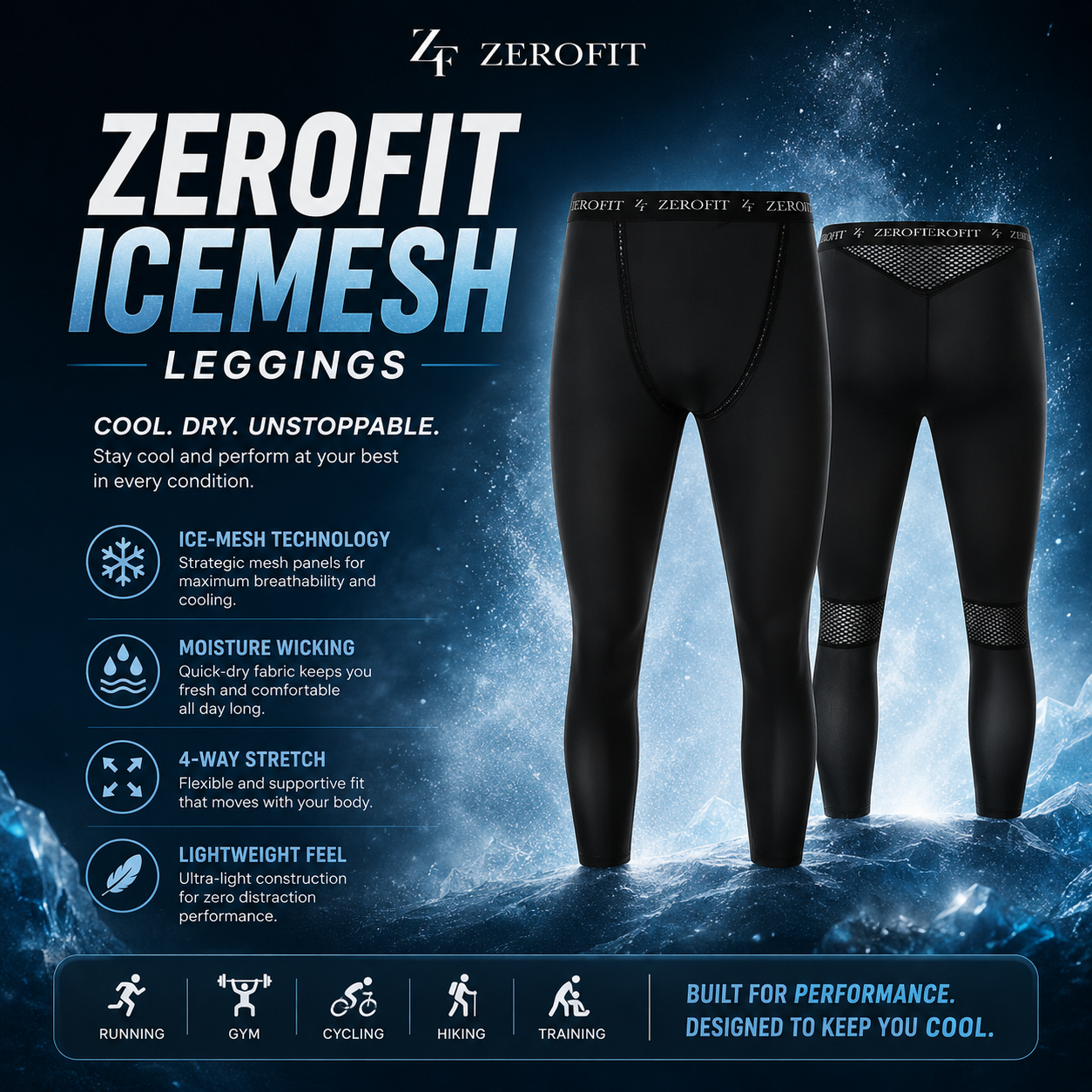 Zerofit IceMesh Leggings – Built for Hot Weather Performance